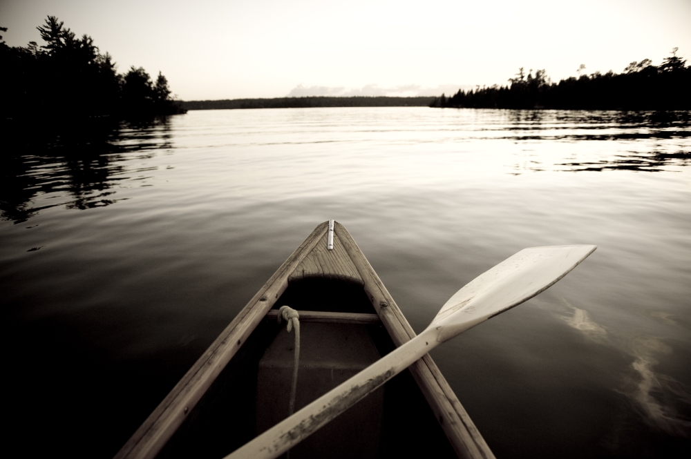 DPI1836747 Lake of The Woods Ontario Canada - Boat On The Water Poster Print, 18 x 11
