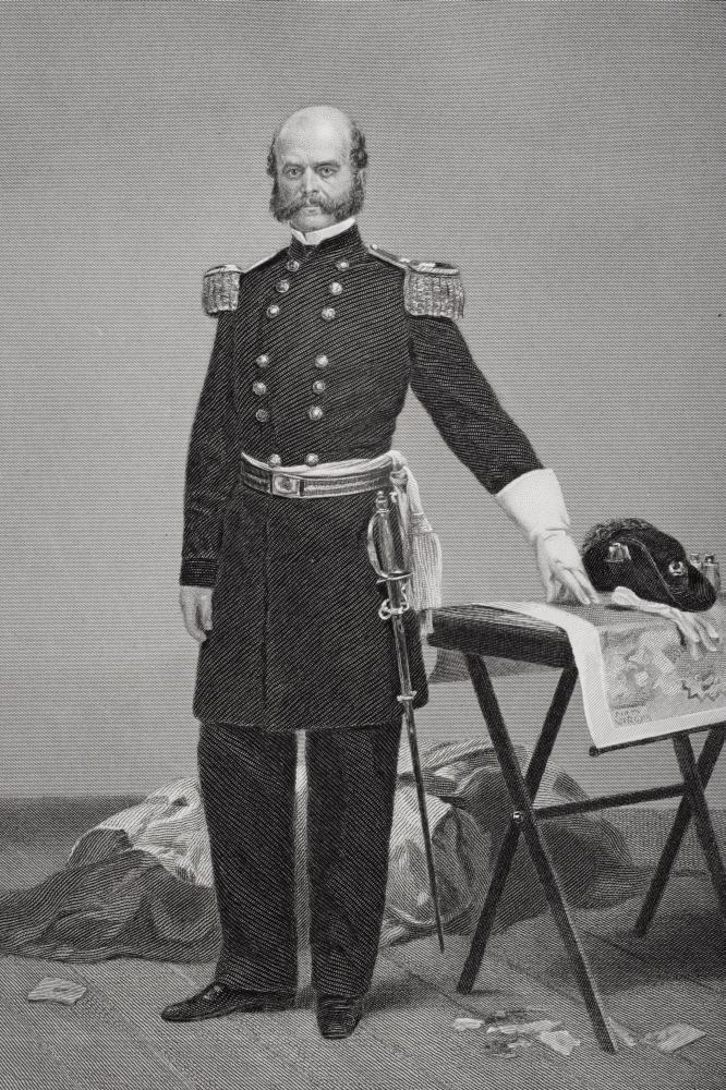Picture of Posterazzi  Ambrose Everett Burnside 1824-1881 Union General In American Civil War Originator In U.S. of Fashion of Side Whiskers Later Known As Sideburns From Painting by Alonzo Chappel Poster