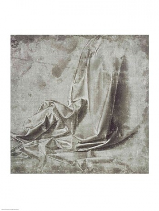 Drapery Study for A Kneeling Figure in Profil Perdu Poster Print by Leonardo Da Vinci - 18 x 24 in.