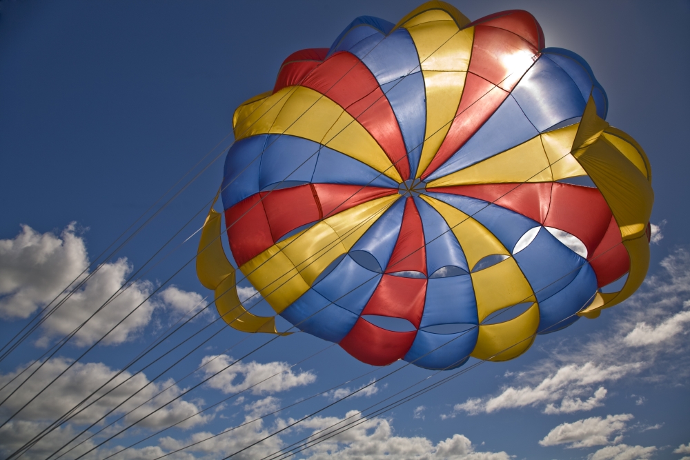Parasail Backlit by Sun - Mauritius Poster Print, Large - 36 x 24