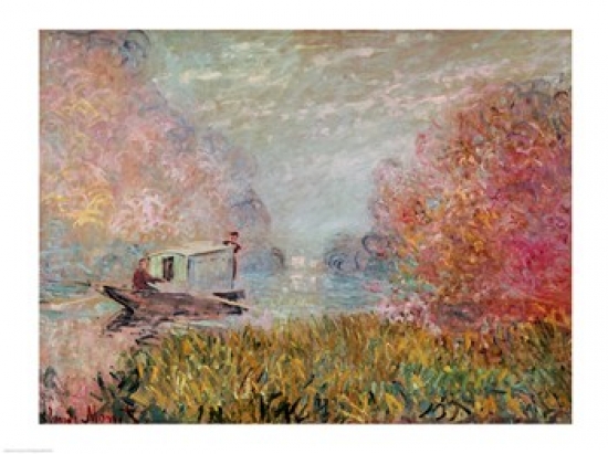 BALXIR161785 The Boat Studio on The Seine 1875 Poster Print by Claude Monet - 24 x 18 in.