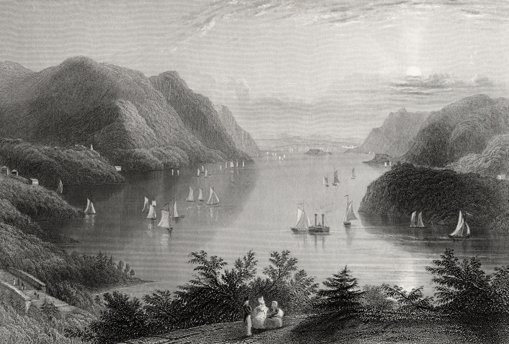 DPI1839436LARGE View From West Point Hudson River USA From A 19th Century Print Engraved by R Wallis After W. H. Bartlett Print, Large - 34 x 24