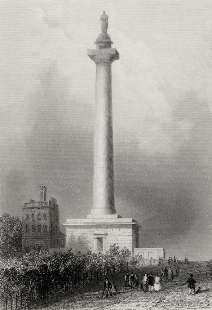 Washingtons Monument Baltimore USA George Washington 1732-1799 First President of The United States From A 19th Century Poster Print, 12 x 17