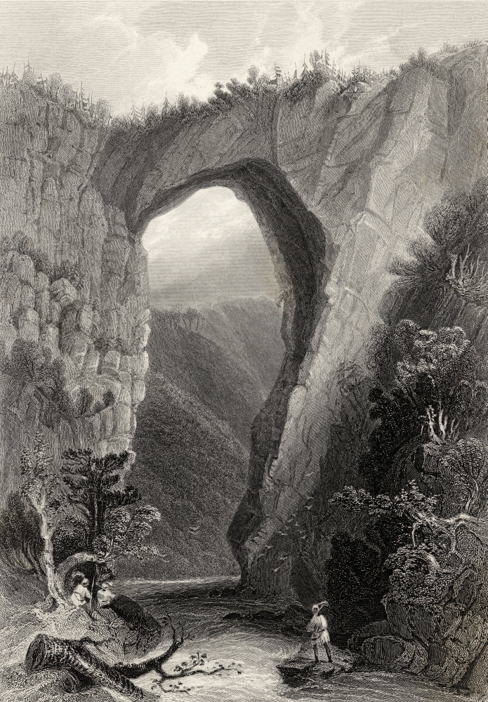 Natural Bridge Virginia USA From A 19th Century Print Engraved by J C Armytage After W. H. Bartlett Poster Print 12 x 17