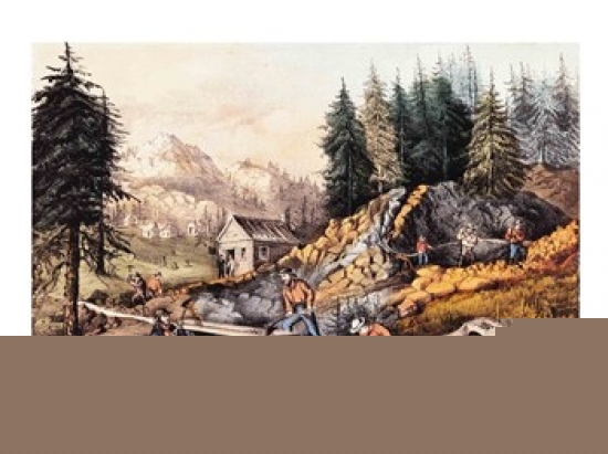 Gold Mining in California Poster Print - 36 x 24 in. - Large