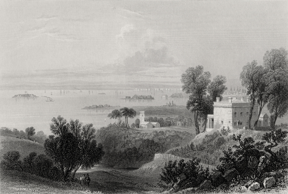 DPI1839430LARGE View From Gowanus Heights Brooklyn USA From A 19th Print Engraved by H Adlard After W. H. Bartlett Poster Print, Large - 34 x 24