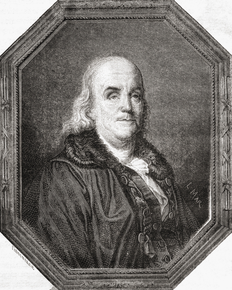 Benjamin Franklin 1706-1790 American Statesman Engraved by Pannemaker-Ligny Poster Print