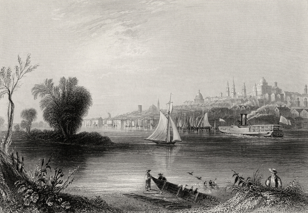 DPI1839415LARGE Albany New York USA in The 19th Century. Engraved by C Cousen After W. H. Bartlett Poster Print, Large - 34 x 24