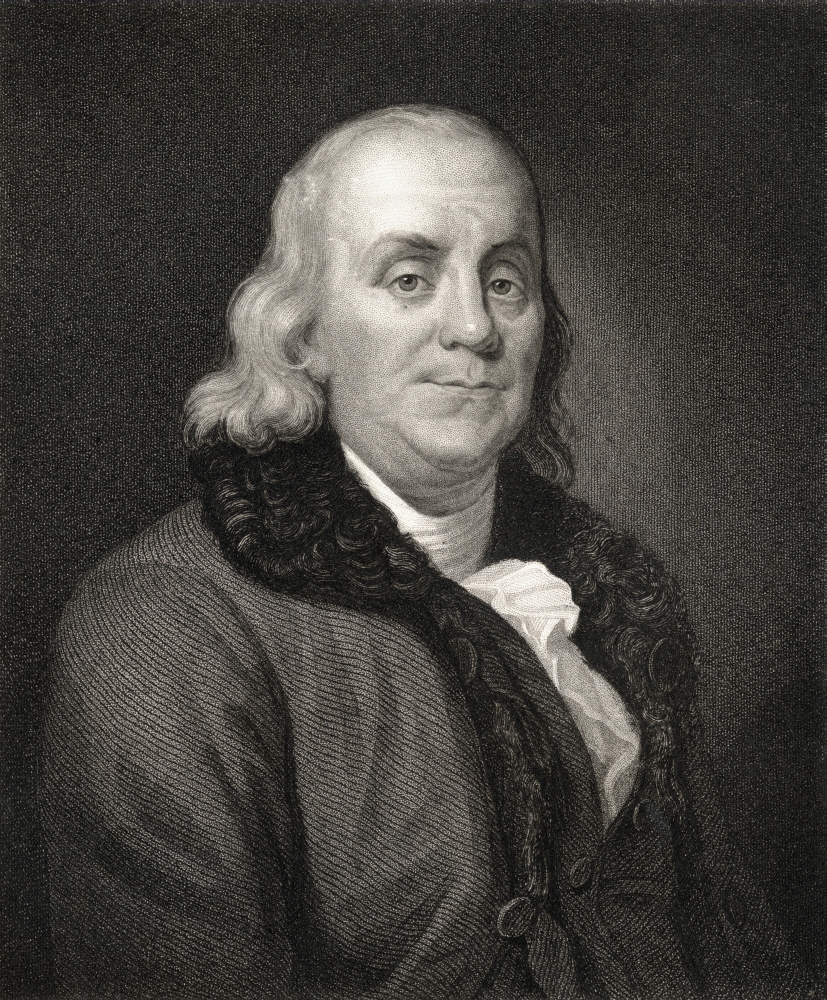 Benjamin Franklin 1706-1790 American Statesman From The Book Gallery of Portraits Published London 1833 Poster Print, 13 x 16