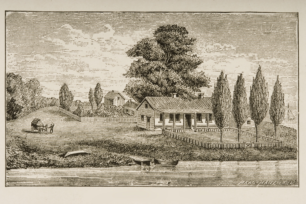 The First House Built In Chicago, Illinois From American Pictures Drawn with Pen & Pencil by Rev Samuel Manning Circa 1880 Poster Print, 17 x 11