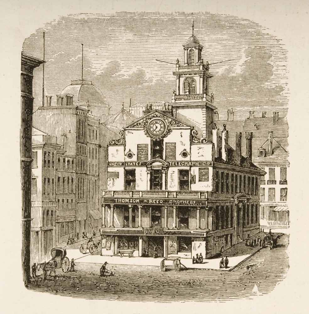 Boston Massachusetts The Old State House In 1870S From American Pictures Drawn with Pen & Pencil by Rev Samuel Manning Poster Print, Large - 24 x 24