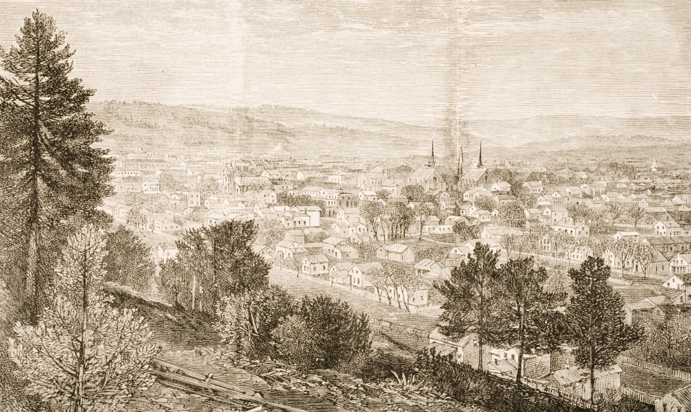 Ithaca & The Cornell University New York State In C 1870 From American Pictures Drawn with Pen & Pencil by Rev Sam Poster Print, Large - 36 x 20