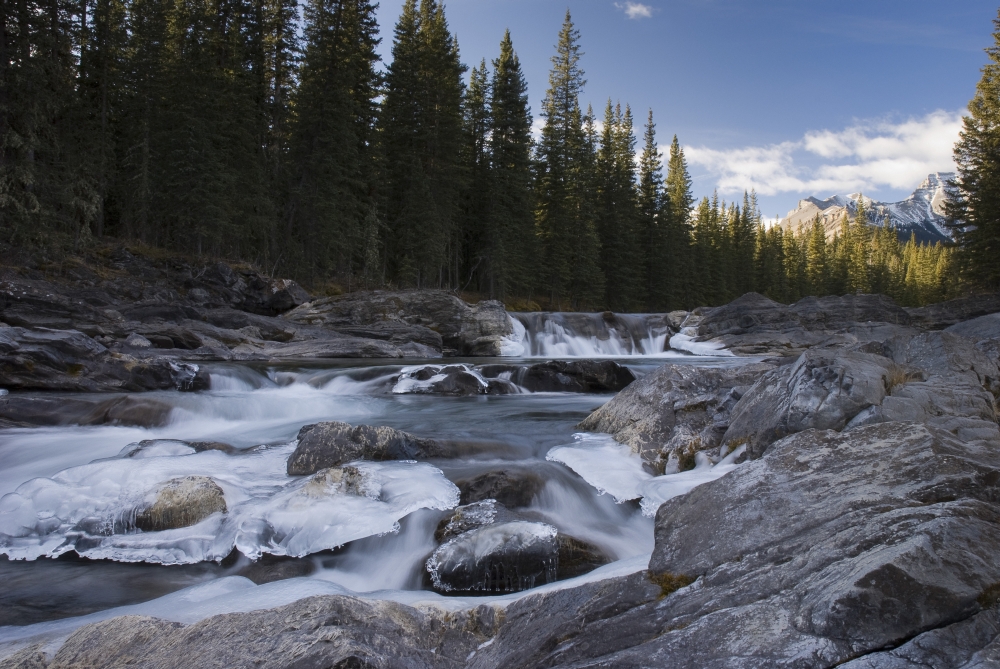 DPI1842840 Waterfall On Sheep River - Kananaskis Alberta Canada Poster Print, 17 x 11