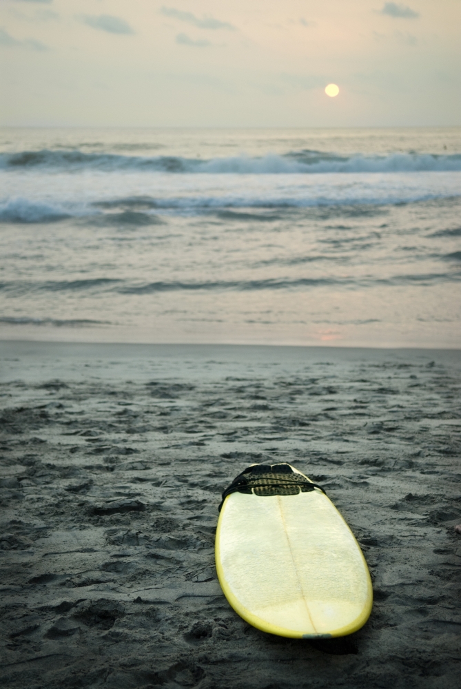 Mexico - Surfboard Lying On Sand Poster Print - 12 x 19