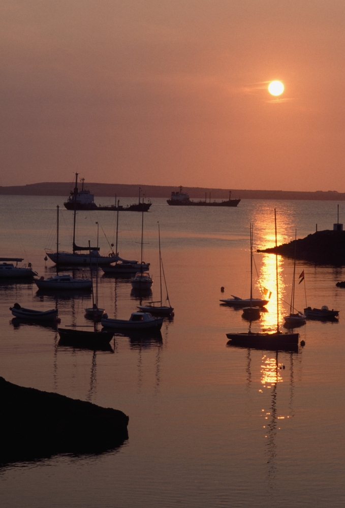 Dunmore East Co Waterford Ireland - Sailboats On The Harbour At Sunset Poster Print, Large - 24 x 36