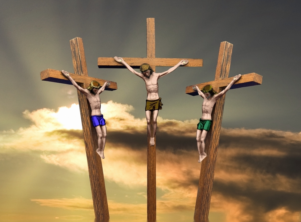 Jesus & The Two Thieves On The Cross Poster Print, Large - 34 x 24