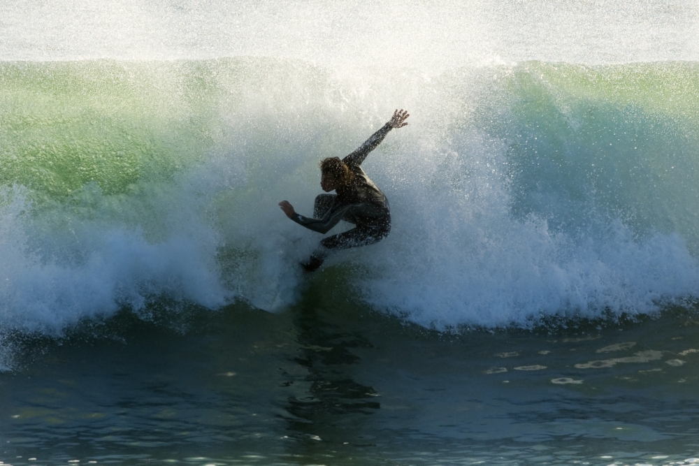 Surfer Catching A Wave Poster Print, Large - 34 x 22