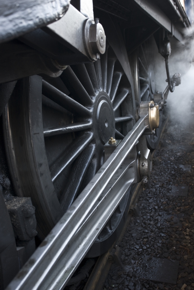 Close-Up of Steam Engine Train Wheel Poster Print, 11 x 17