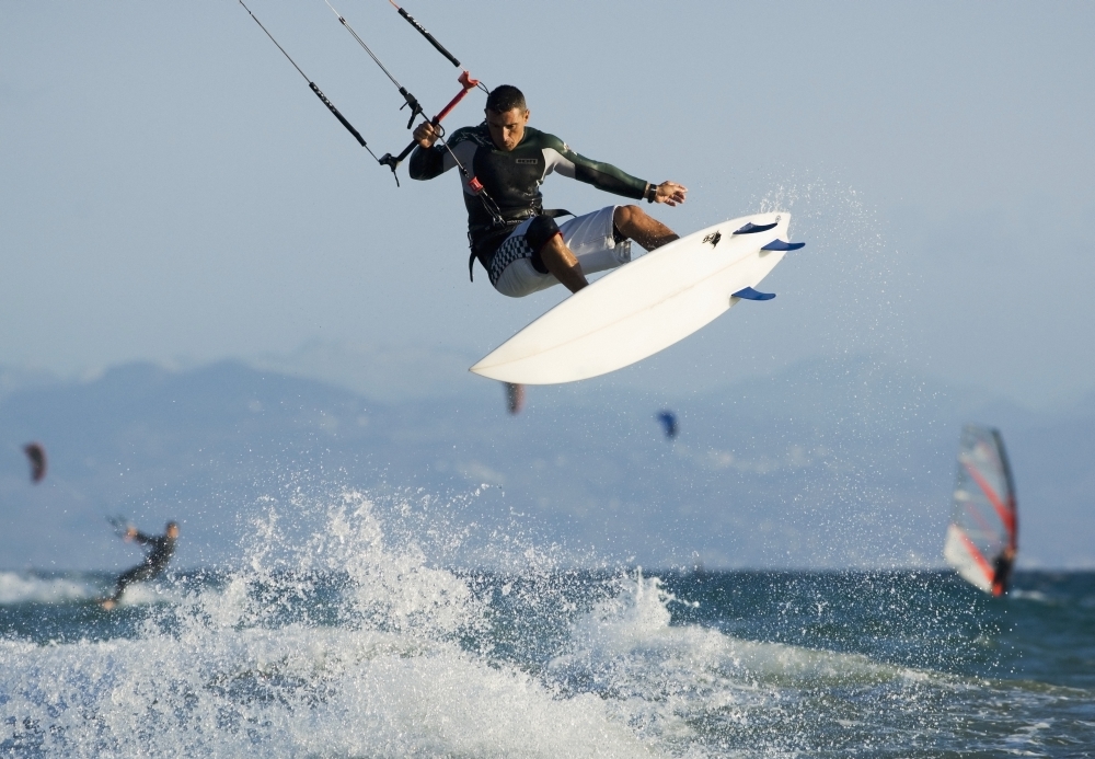 Man Parasurfing On Ocean Poster Print, Large - 34 x 22