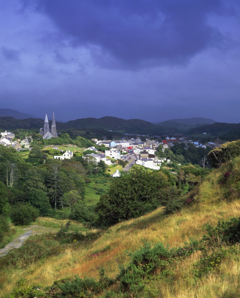 DPI1845010 Clifden Co Galway Ireland - Landscape with Village in The Background Poster Print, 13 x 17
