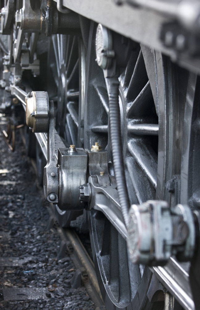 Close-Up of Steam Engine Train Wheel Poster Print, Large - 22 x 34