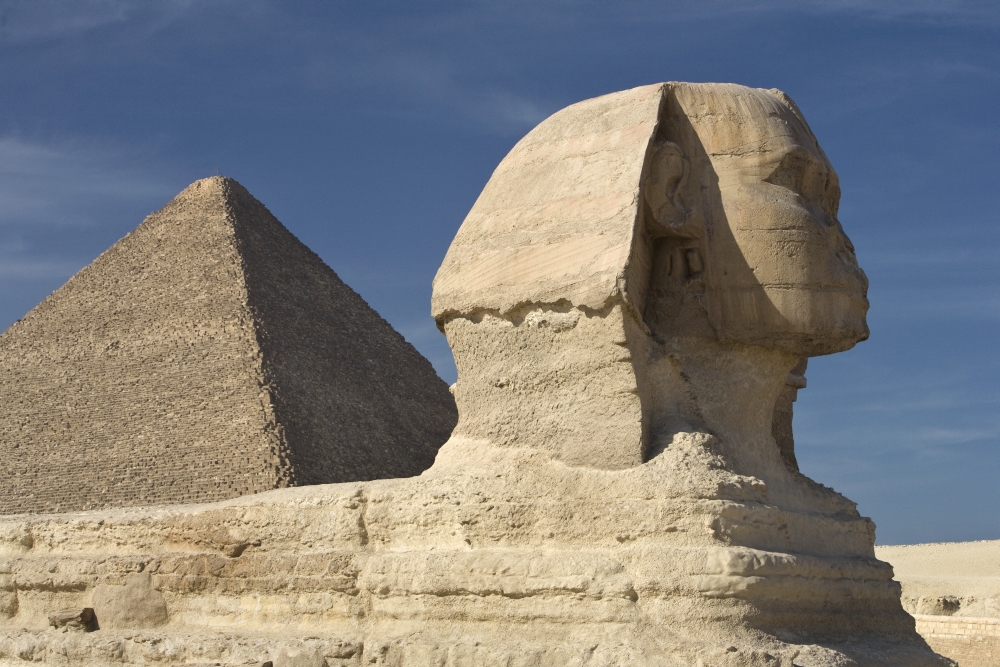 The Sphinx with The Pyramid in Background Poster Print - 38 x 24