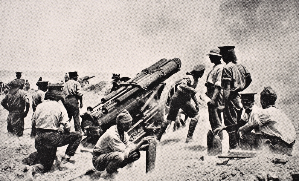 DPI1855306LARGE British Battery At Work On Gallipoli Peninsula Turkey From The War Illustrated Poster Print, Large - 36 x 22