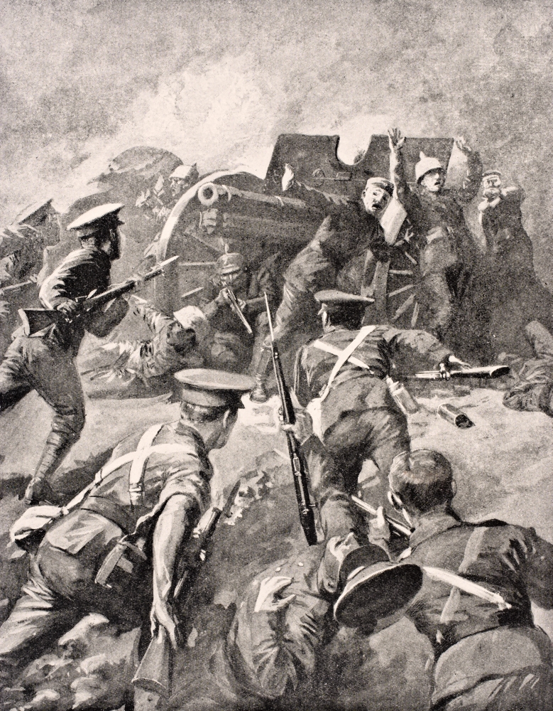 Picture of Posterazzi DPI1855331 British Soldiers Bayonet Charge German Gunners From The War Illustrated Album Deluxe Published London 1916 Poster Print&#44; 12 x 16