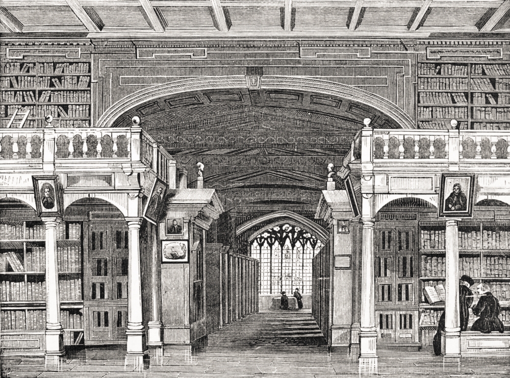 Interior of The Bodleian Library From Old Englands Worthies by Lord Brougham & Others Published London Circa 1880s Poster Print, 17 x 12