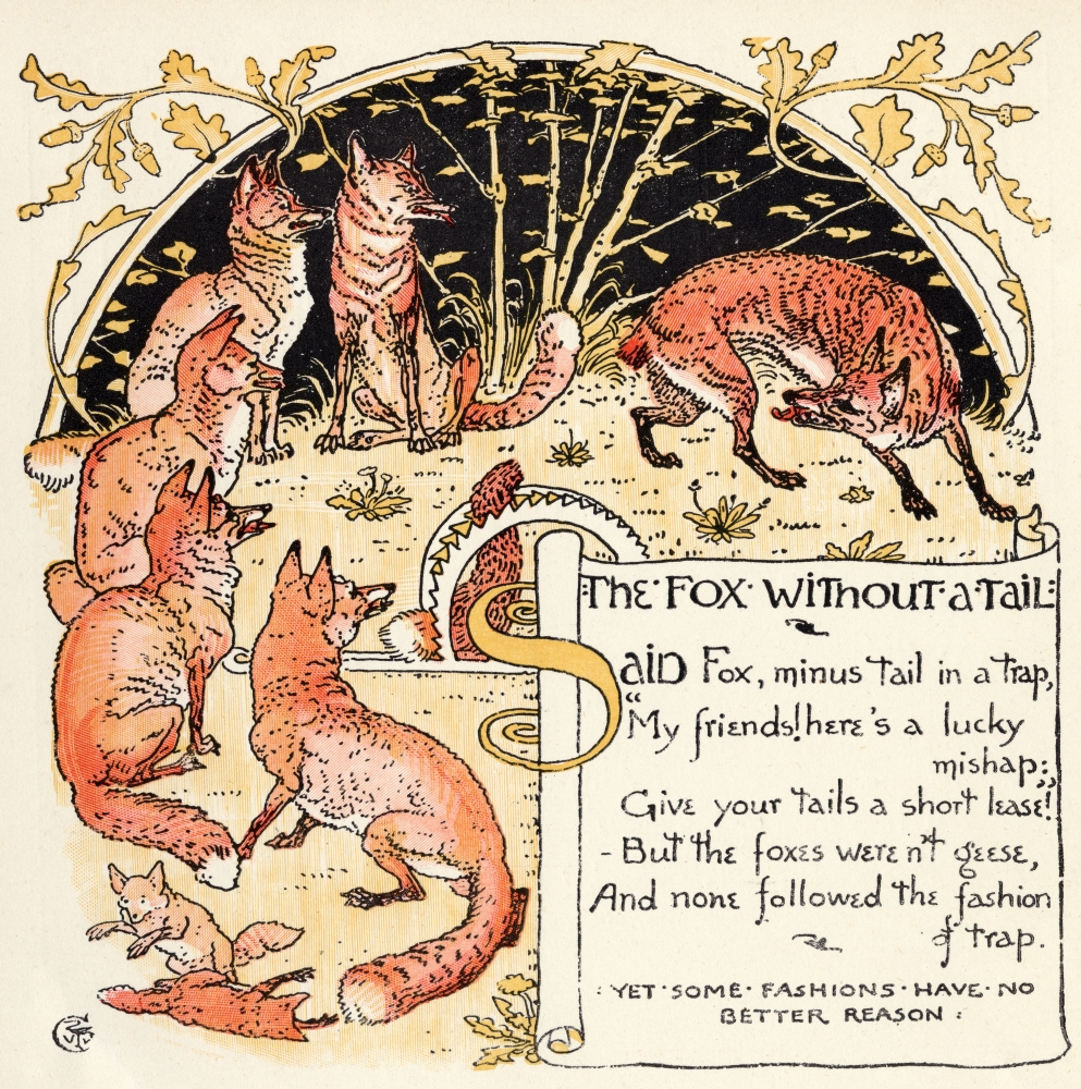 The Fox Without A Tale From The Book Babys Own Aesop by Walter Crane Published C1920 Poster Print