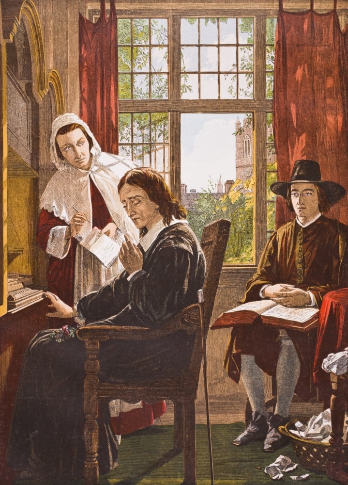 John Milton 1608-1674 English Poet Dictating Samson Agonistes From Old Englands Worthies by Lord Brougham & Others Poster Print, Large - 24 x 34