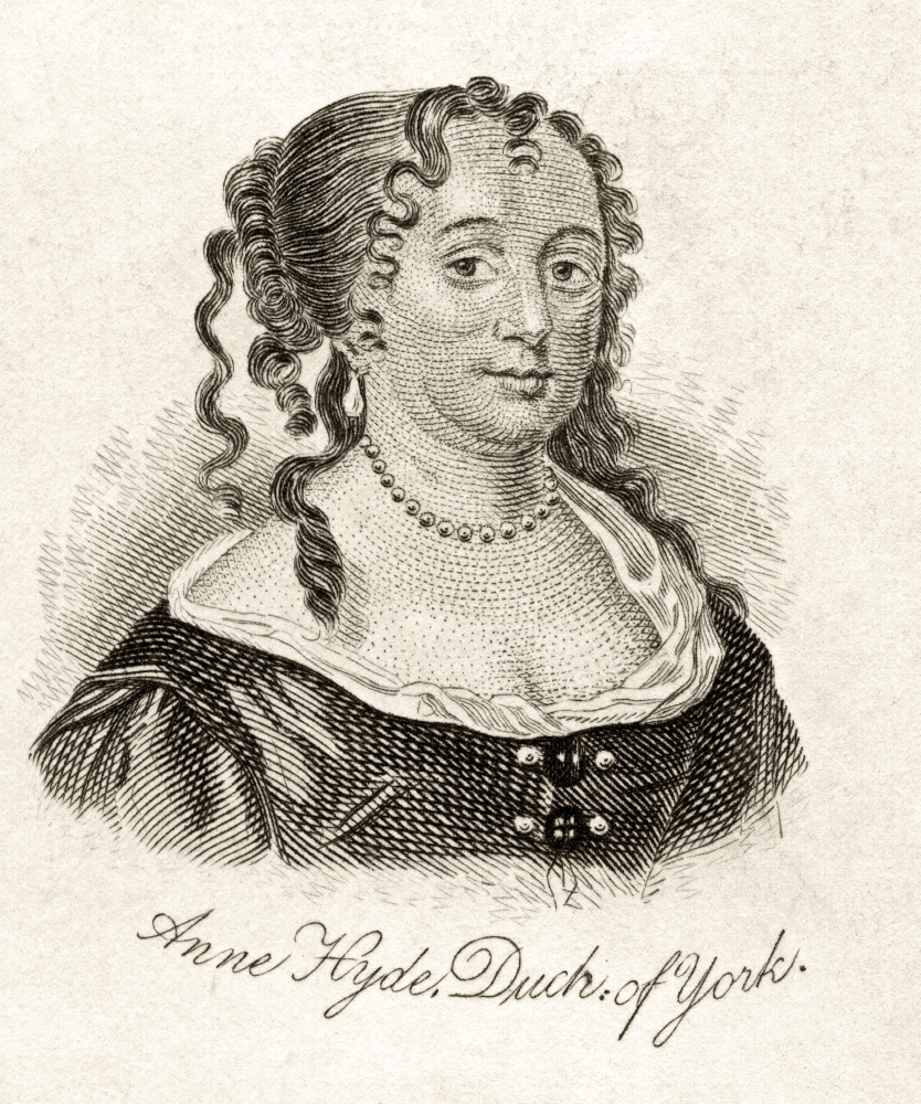Anne Hyde Duchess of York 1637-1671 Wife of James II Mother of Mary II & Queen Anne From The Book Crabbs Historical Poster Print - Large - 26 x 32