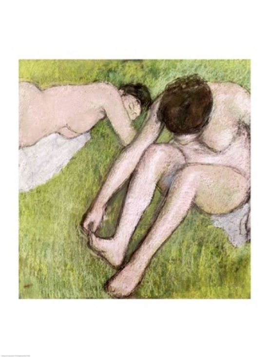 Two Bathers on The Grass Poster Print by Edgar Degas - 24 x 36 in. - Large