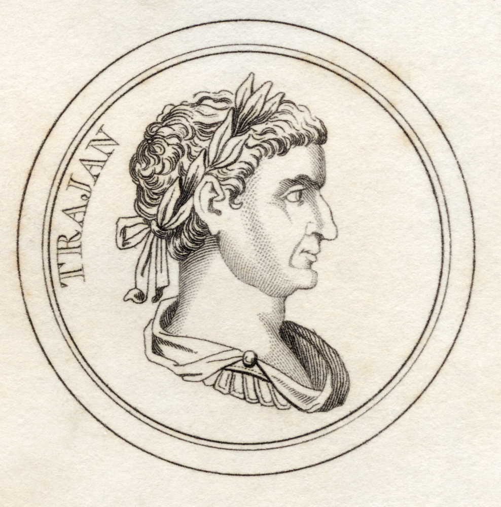 Trajan Marcus Ulpius Nerva Traianus Ad53 - 117 Roman Emperor From The Book Crabbs Historical Dictionary Published 1825 Poster Print, 14 x 14