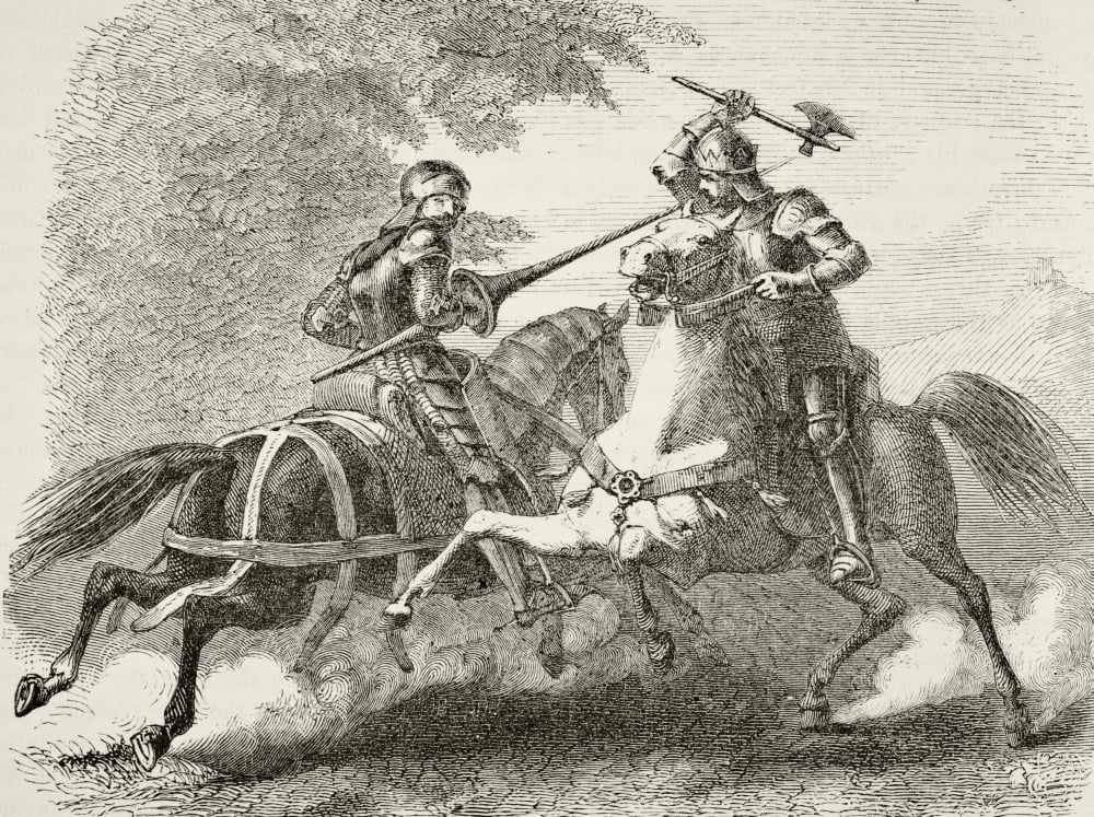 Mounted Clash Between Robert The Bruce & Sir Henry De Bohun During Battle of Bannockburn June 13 1314 From The Nation Poster Print - Large - 34 x 24