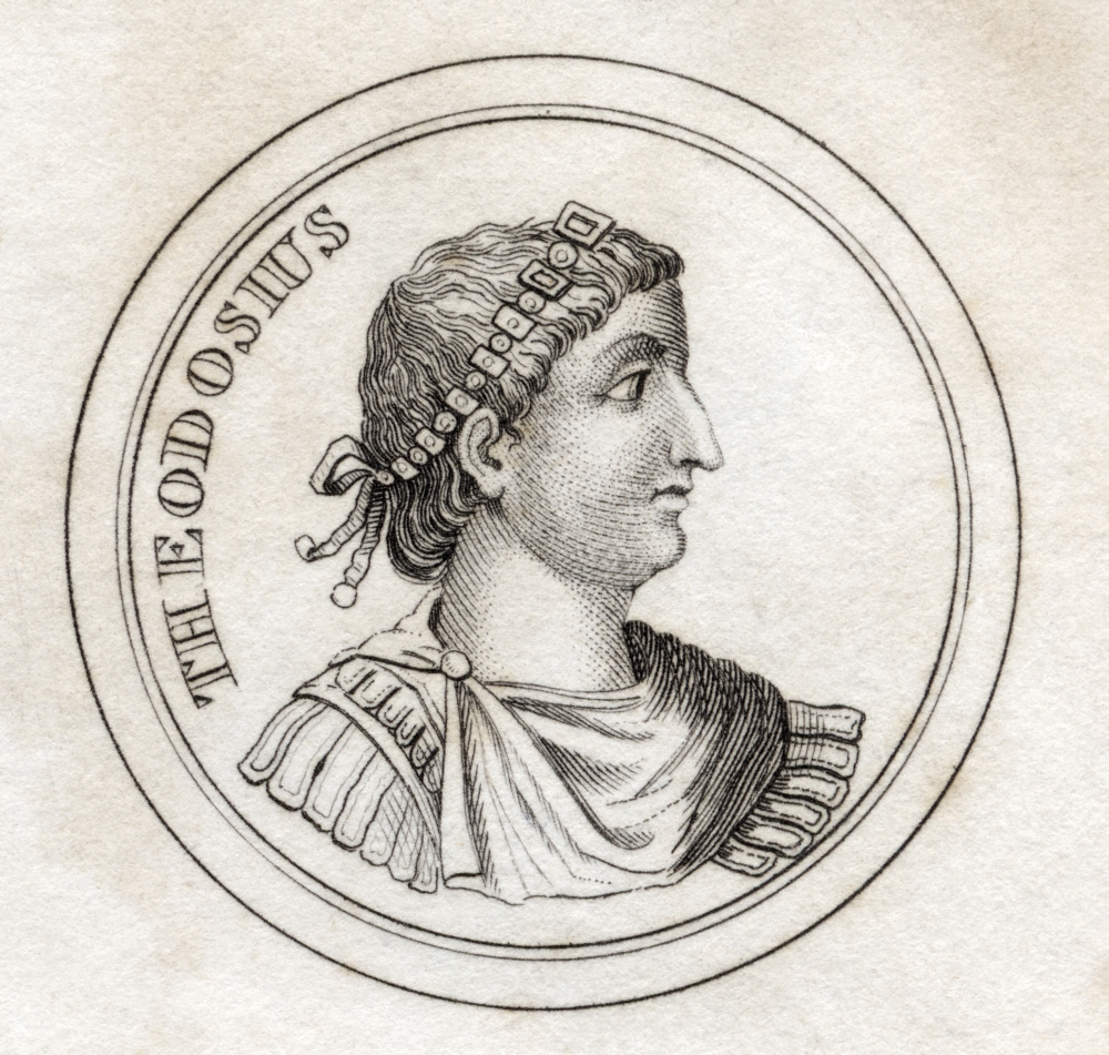 Theodosius The Great Flavius Theodosius Ad 347-395 Roman Emperor From The Book Crabbs Historical Dictionary Published 18 Poster Print, 15 x 14