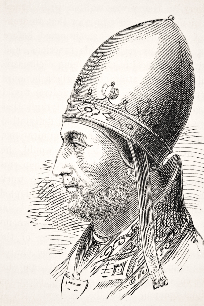 Picture of   Pope Adrian IV Or Hadrian IV Born Circa 1100 To 1159 Only English Born Pope From The National & Domestic History of England by William Aubrey Published London Circa 1890 Poster Print&#44; 11 x 17