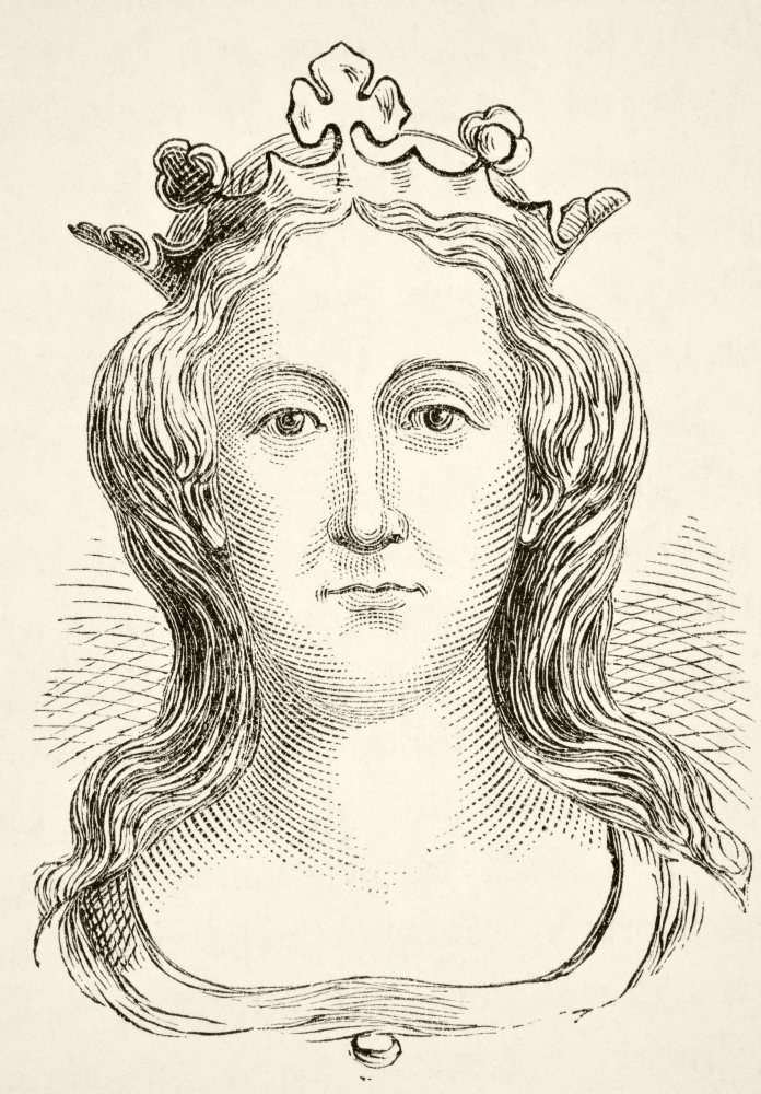 Picture of   Philippa of Hainault Queen Consort of Edward III of England 1314 To 1369 From The National & Domestic History of England by William Aubrey Published London Circa 1890 Poster Print&#44; 12 x 17