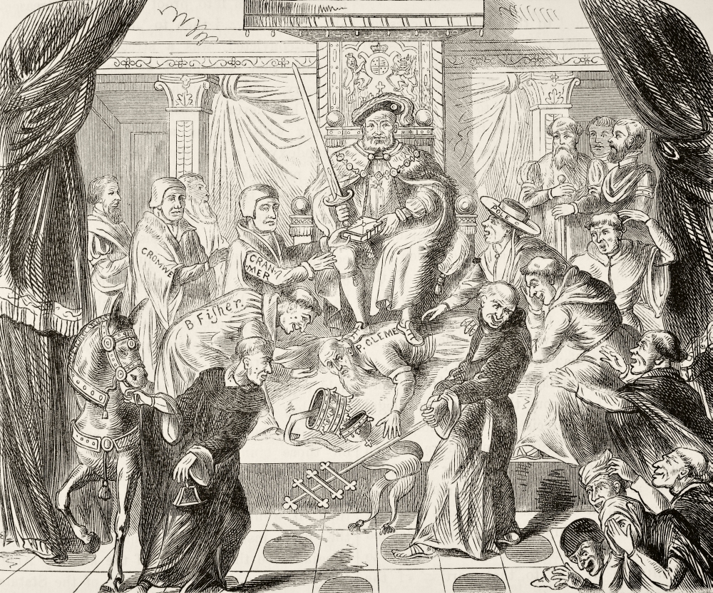 Allegorical Picture of King Henry VIII of England Trampling On Pope Clement VII From The National & Domestic History Poster Print, Large - 32 x 26
