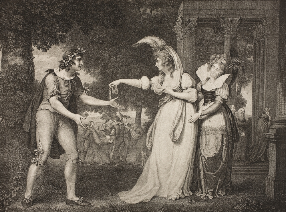 As You Like It. Act I. Scene II Lawn Before The Dukes Palace. Rosalind Celia Poster Print - 34 x 24