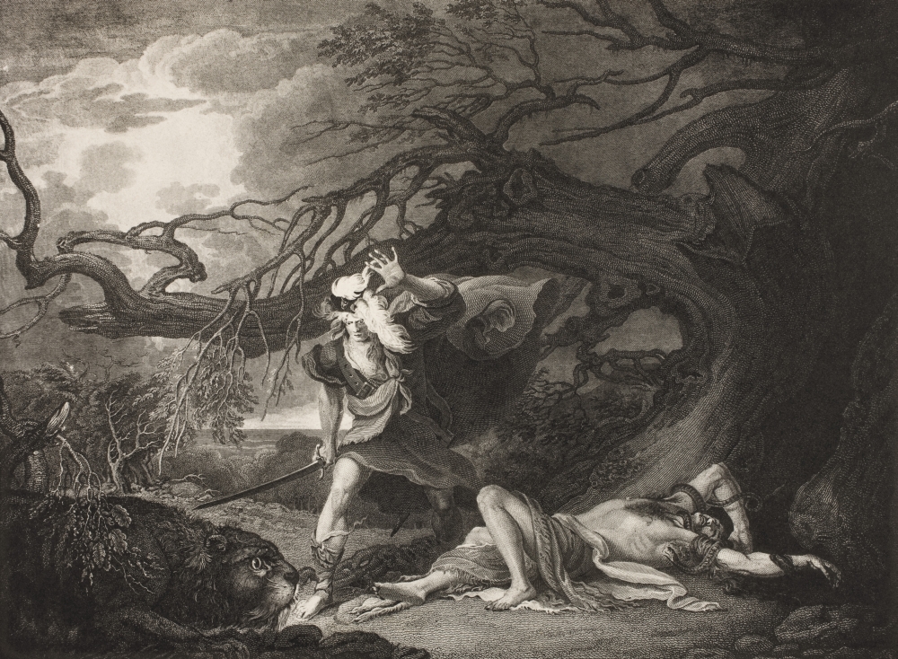 As You Like It. Act IV Scene III The Forest. The Rescue of Oliver As Related Poster Print - 34 x 24