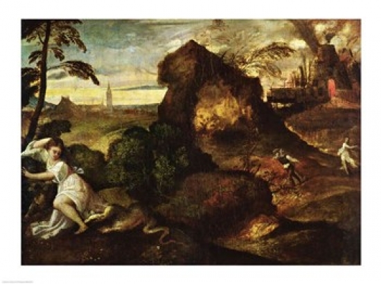 Orpheus & Eurydice Poster Print by Titian - 36 x 24 in. - Large