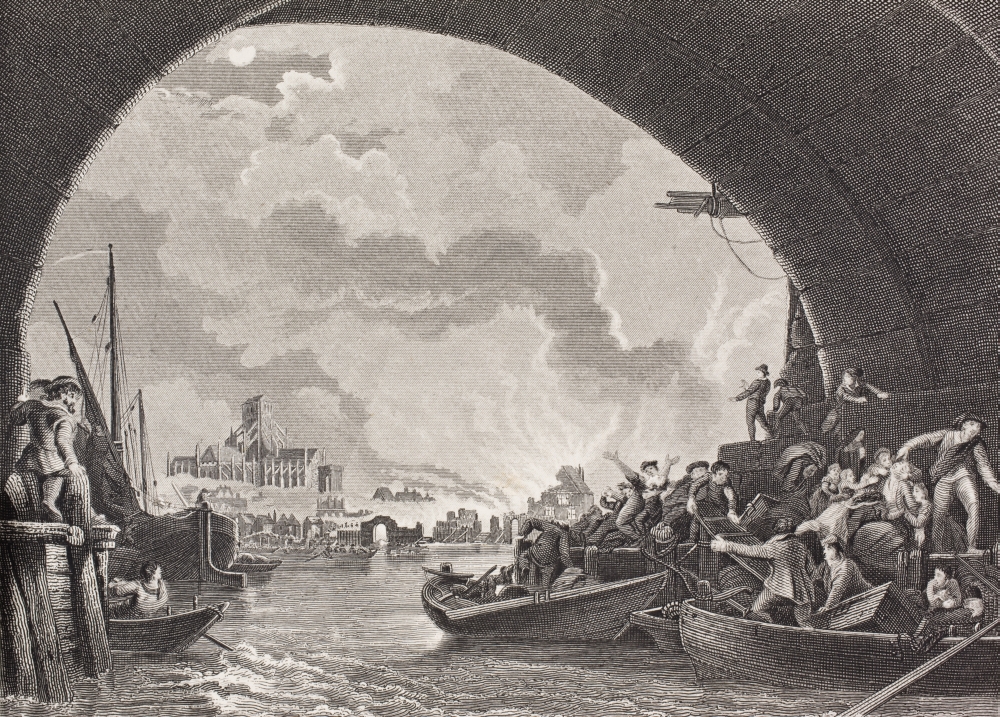 The Great Fire of London 1666 From The Book Gallery of Historical Portraits Published C.1880 Poster Print, Large - 34 x 24