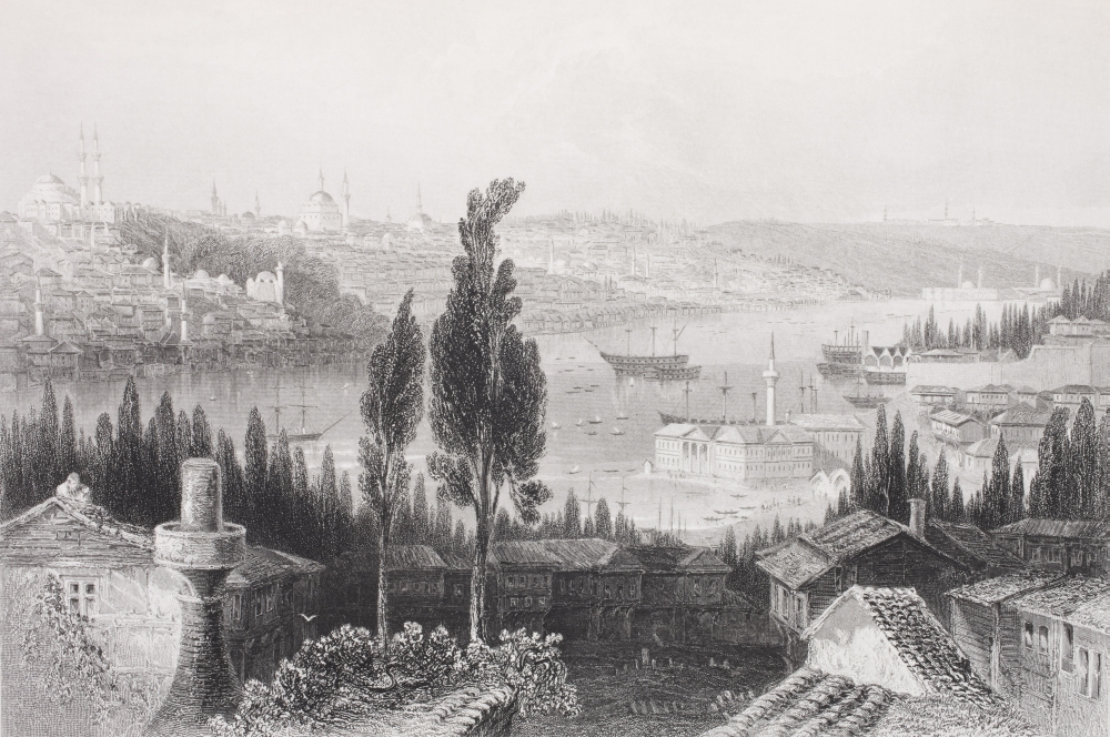 The Arsenal From Pera Turkey by W. H. Bartlett From The Book Gallery of Historical Portraits Published C.1880 Poster Print