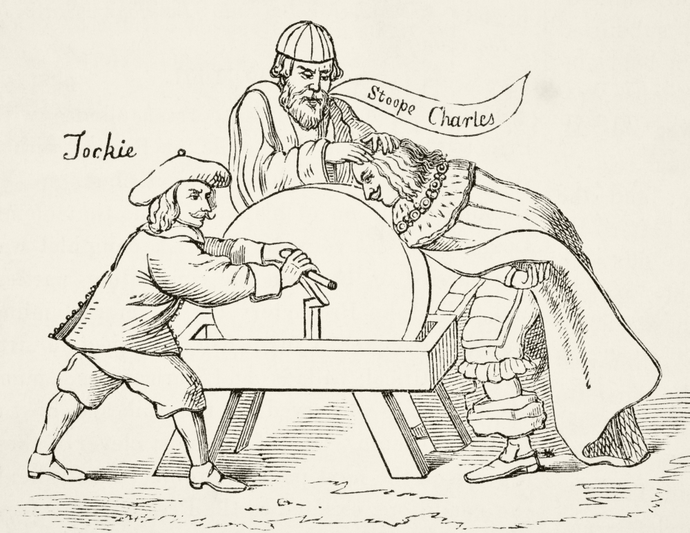 King Charles I of England On The Grindstone of Scottish Presbyterian Intolerance A Cartoon From 1651 From The National Poster Print - Large - 32 x 24