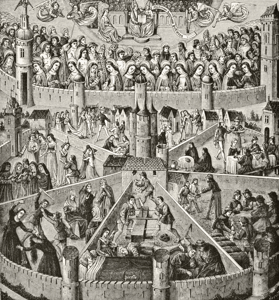 The City of God of St Augustine After A 15th Century Engraving The Upper Enclosure Represents Saints Who Have Been Rece Poster Print - Large - 28 x 30