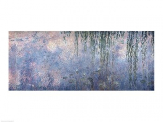 Waterlilies Morning with Weeping Willows Detail of Central Section 1914-18 Poster Print by Claude Monet - 24 x 18 in.