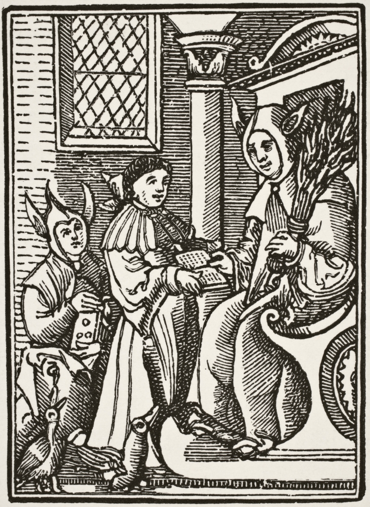 The Schoolmaster After A 16th Century Drawing by Soquand From Science & Literature In The Middle Ages by Paul Lacroix Poster Print, 12 x 17