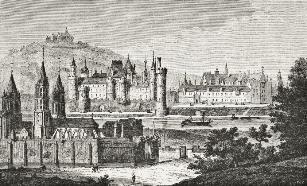 Picture of Posterazzi  Paris France View of St Germain Des Pres&#44; The Louvre&#44; The Petit Bourbon&#44; The Seine & Montmartre After An 18th Century Engraving From Science & Literature In The Middle Ages b