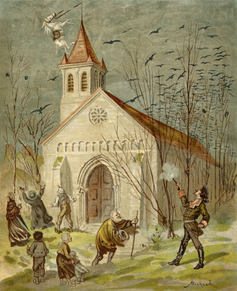 The Baron Proves Himself A Good Shot Illustration by Alphonse Adolf Bichard From The Book The Adventures of Baron Munchaus Poster Print, 13 x 16